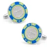 Cufflinks, Inc. $500 Blue Poker Chip Cufflinks