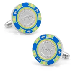 Cufflinks, Inc. $500 Blue Poker Chip Cufflinks