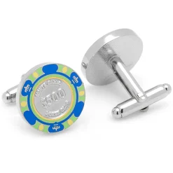 Cufflinks, Inc. $500 Blue Poker Chip Cufflinks