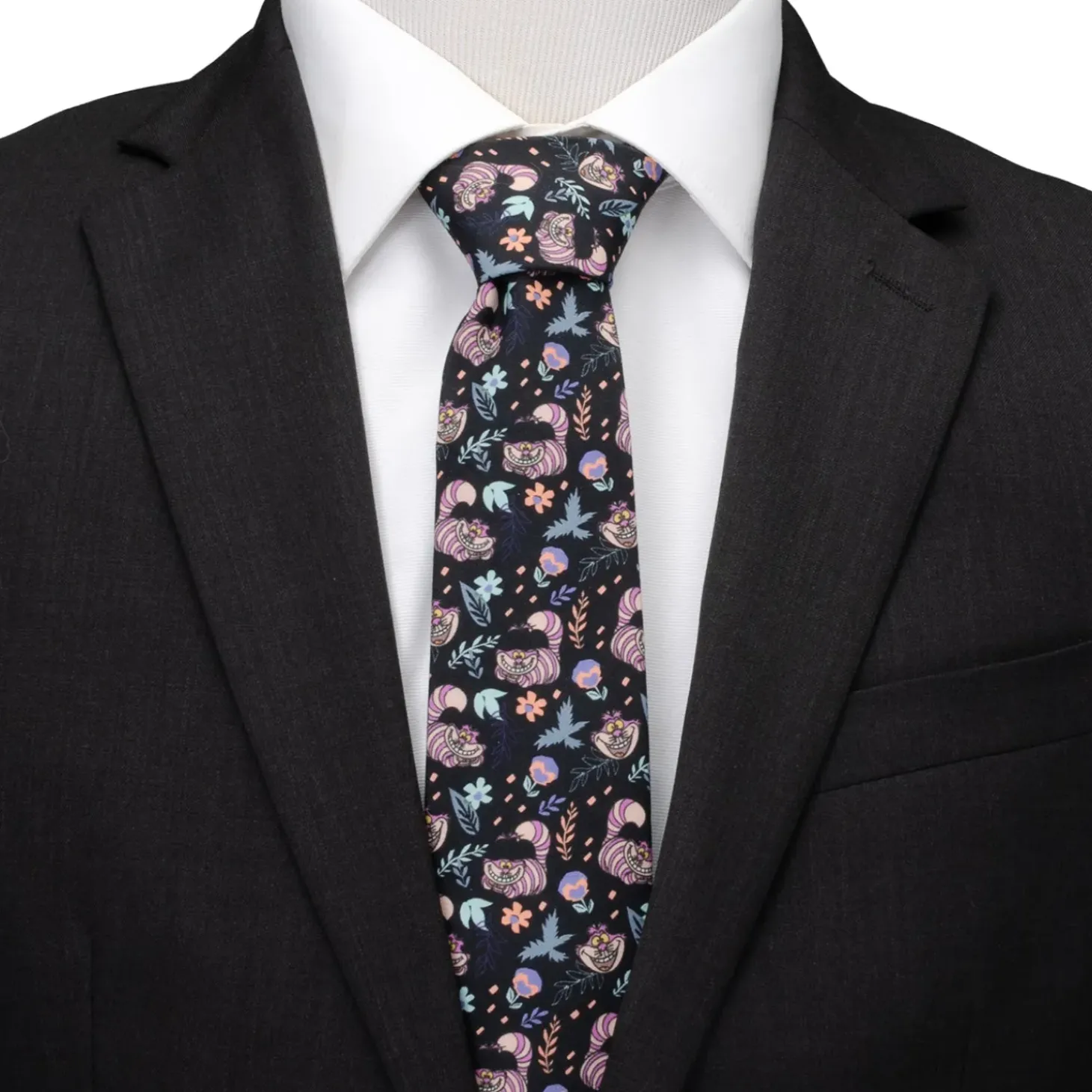 Disney Alice in Wonderland Cheshire Cat Black Men's Tie