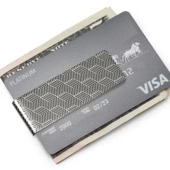 Ox and Bull Trading Co. Angular Patterned Stainless Steel Gunmetal Engravable Money Clip