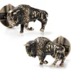 Ox and Bull Trading Co. Antique Bronze Bison Cufflinks