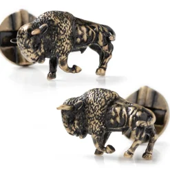 Ox and Bull Trading Co. Antique Bronze Bison Cufflinks