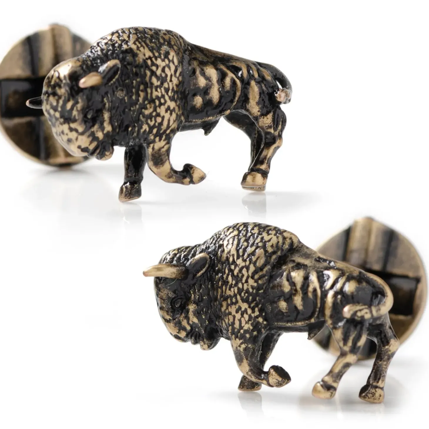 Ox and Bull Trading Co. Antique Bronze Bison Cufflinks