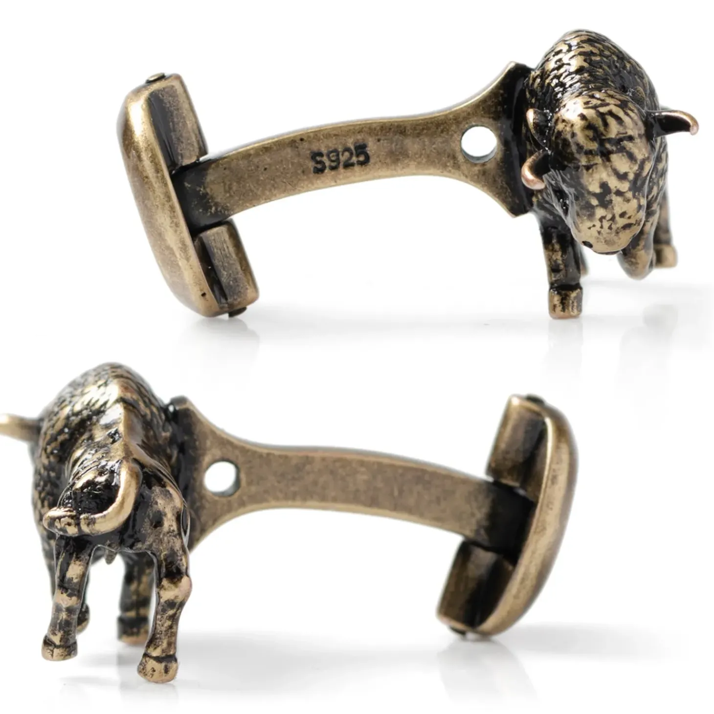 Ox and Bull Trading Co. Antique Bronze Bison Cufflinks