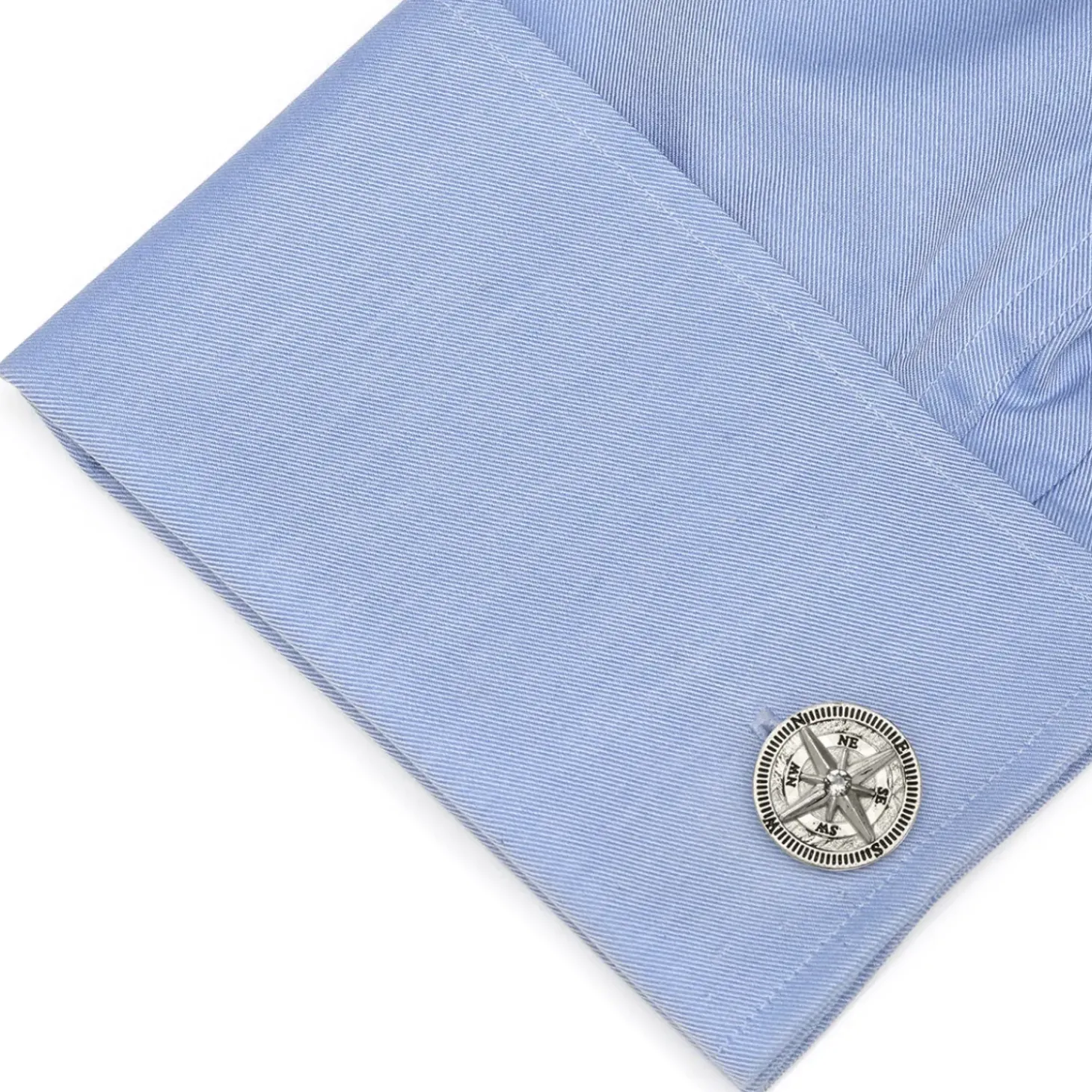 Ox and Bull Trading Co. Antique Compass Stainless Steel Cufflinks