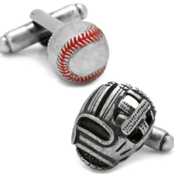 Cufflinks, Inc. Baseball and Glove Antique Silver Cufflinks