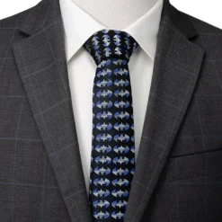 DC Comics Batman Blue Blocked Black Men's Tie