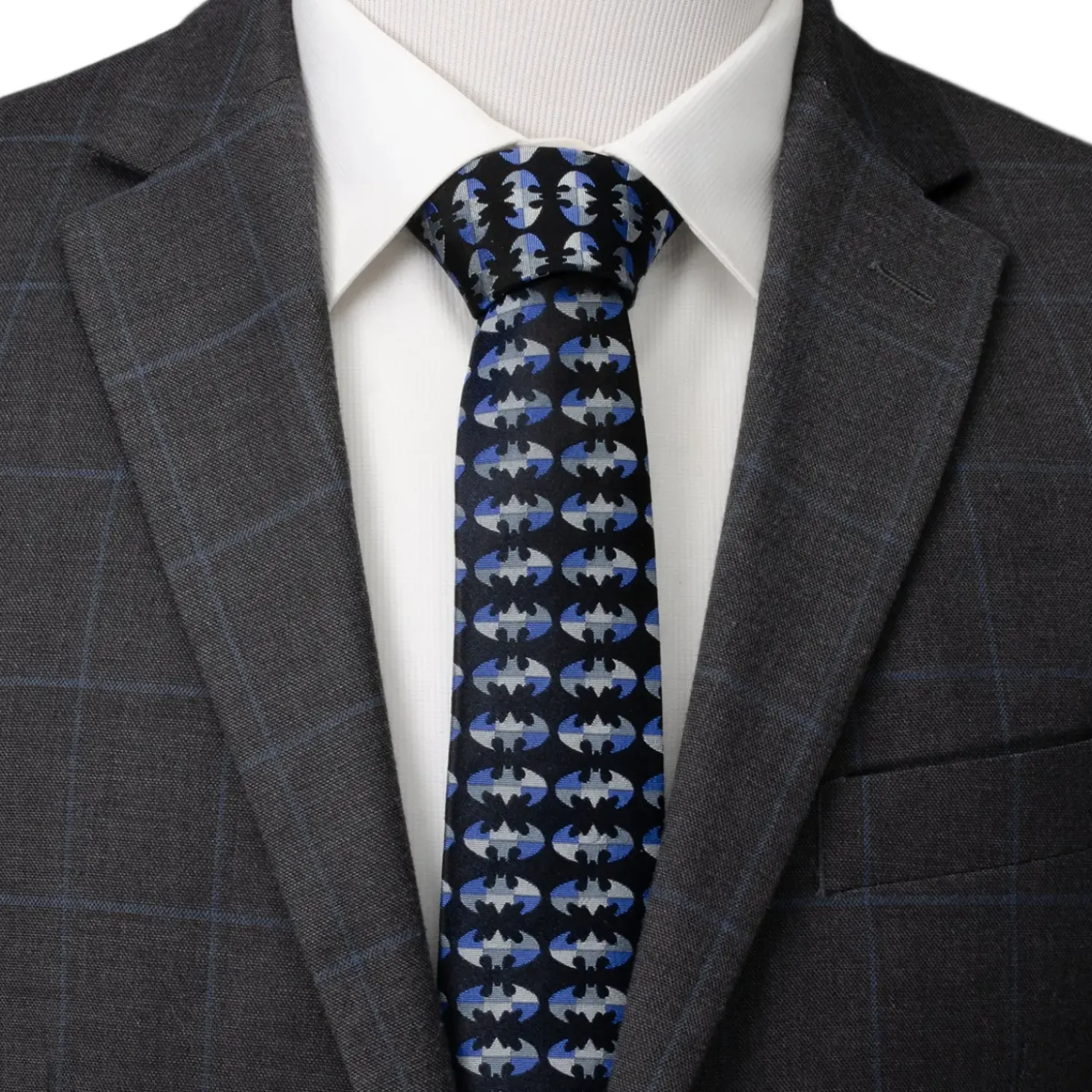 DC Comics Batman Blue Blocked Black Men's Tie