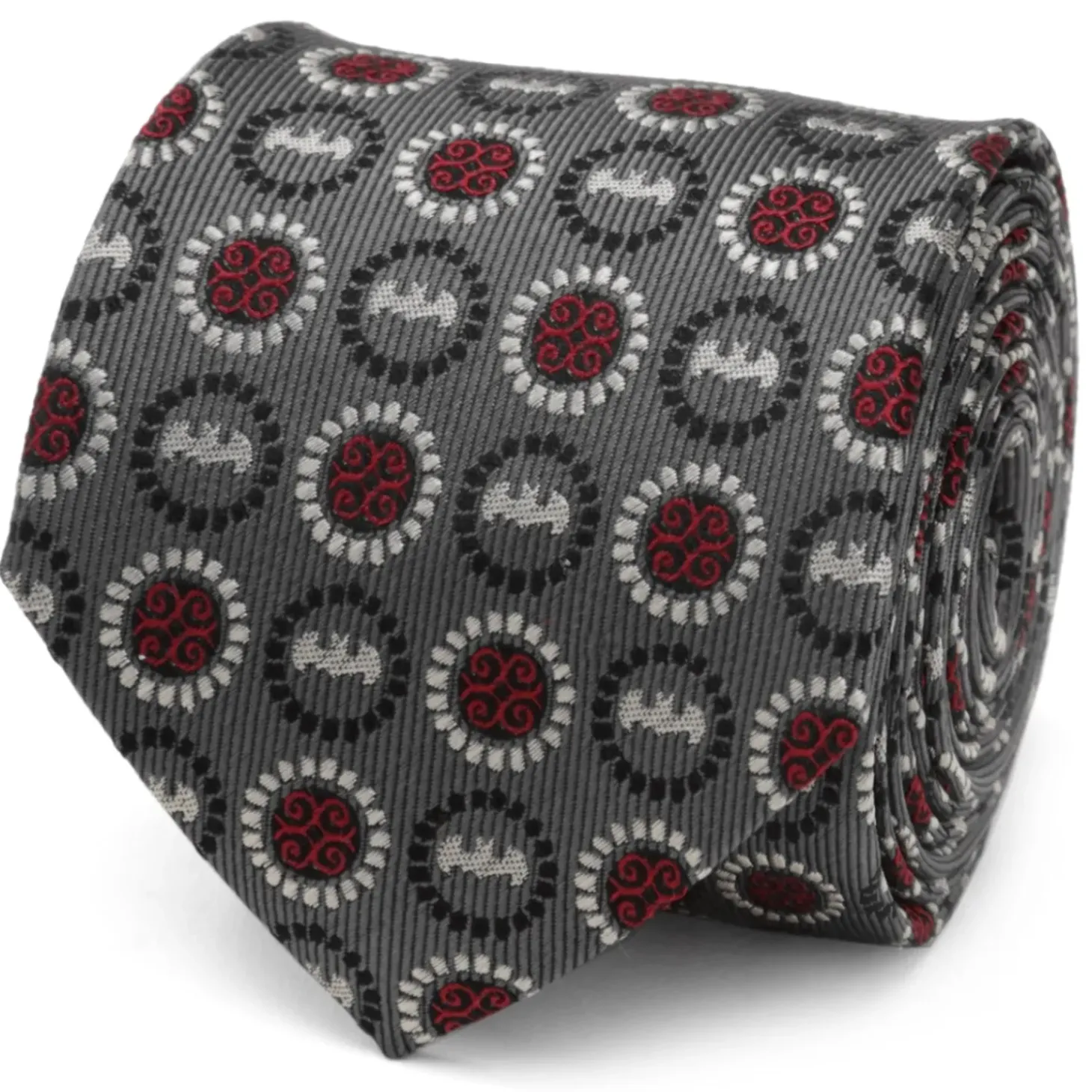 DC Comics Batman Medallion Symbol Charcoal Silk Men's Tie