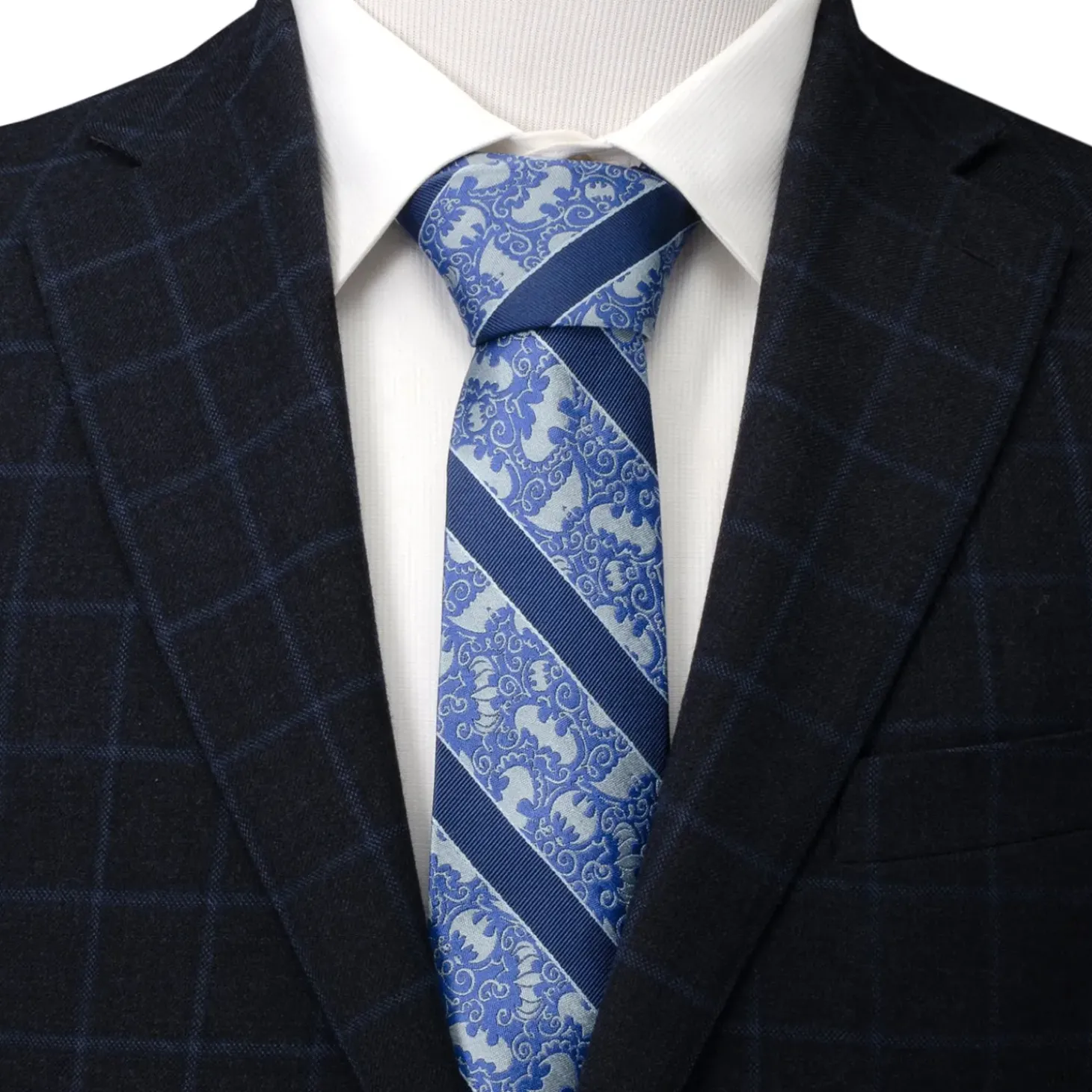 DC Comics Batman Multi Emblem Blue Men's Tie