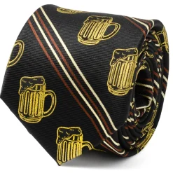 Cufflinks, Inc. Beer Aficionado Black Striped Mens Tie