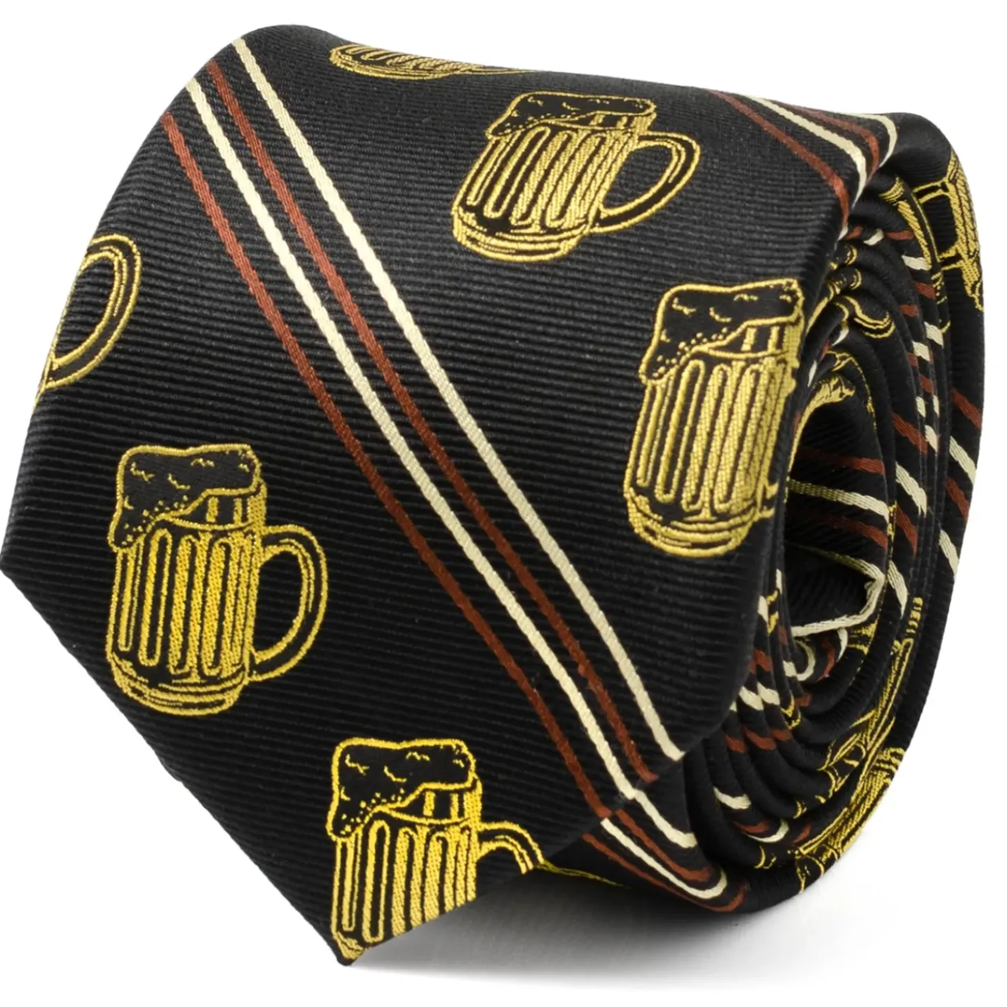 Cufflinks, Inc. Beer Aficionado Black Striped Mens Tie