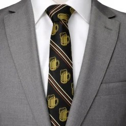 Cufflinks, Inc. Beer Aficionado Black Striped Mens Tie