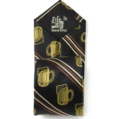 Cufflinks, Inc. Beer Aficionado Black Striped Mens Tie