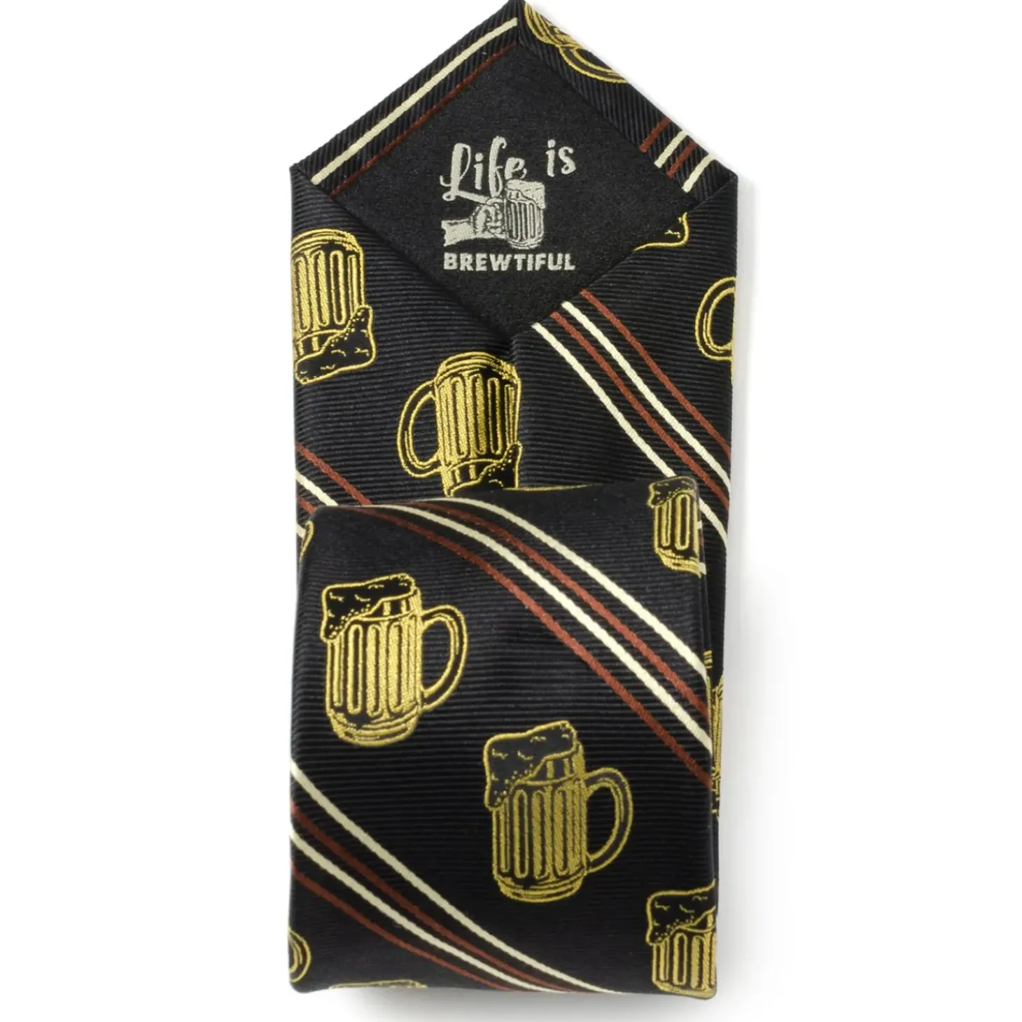 Cufflinks, Inc. Beer Aficionado Black Striped Mens Tie