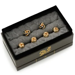 Ox and Bull Trading Co. Black and Gold Knot Stud Set