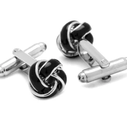 Ox and Bull Trading Co. Black and Silver Knot Cufflinks