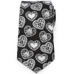 Cufflinks, Inc. Black and White Paisley Heart Men's Tie
