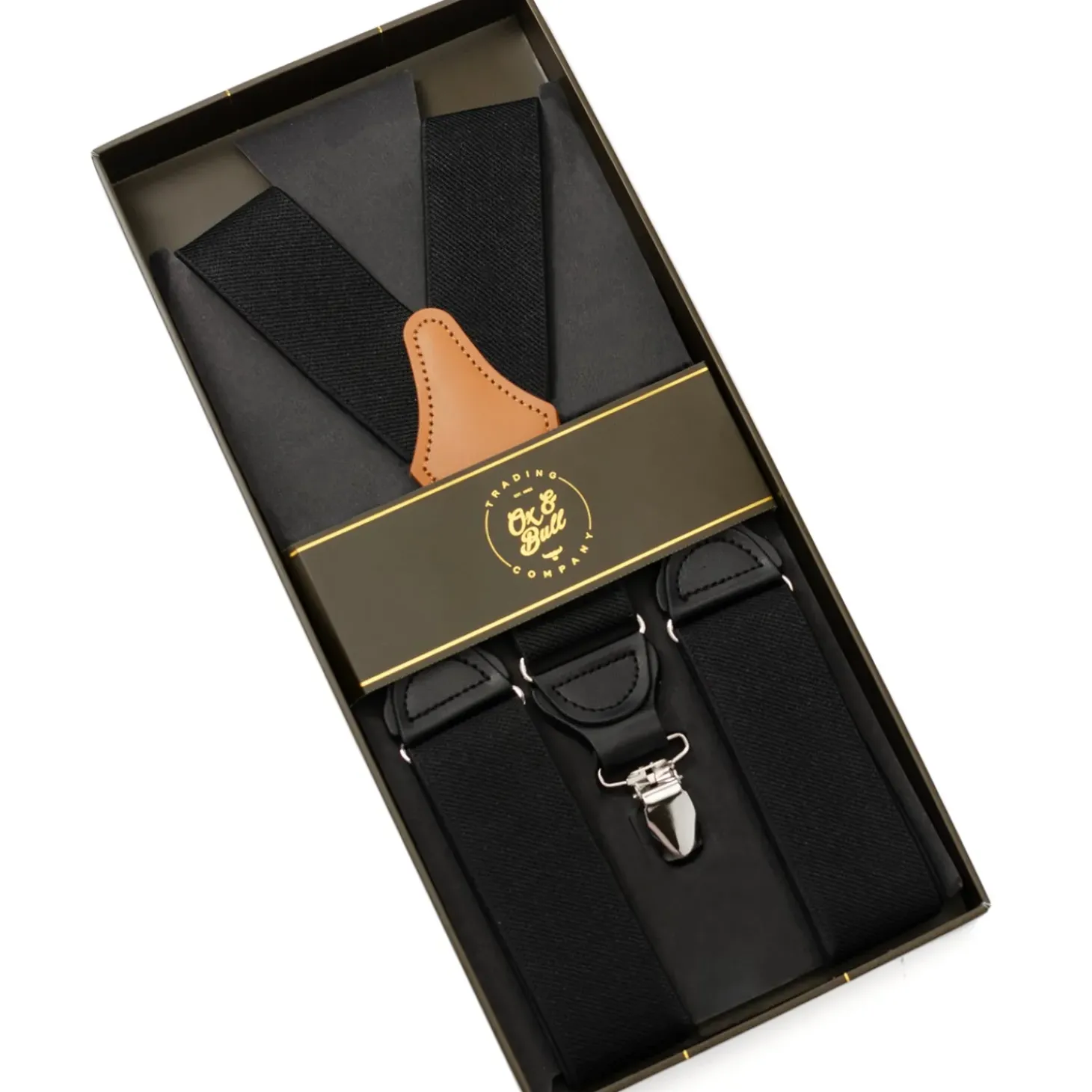 Ox and Bull Trading Co. Black Clip Suspenders