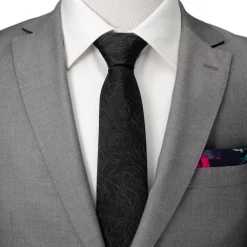 Ox and Bull Trading Co. Black Floral Men's Tie
