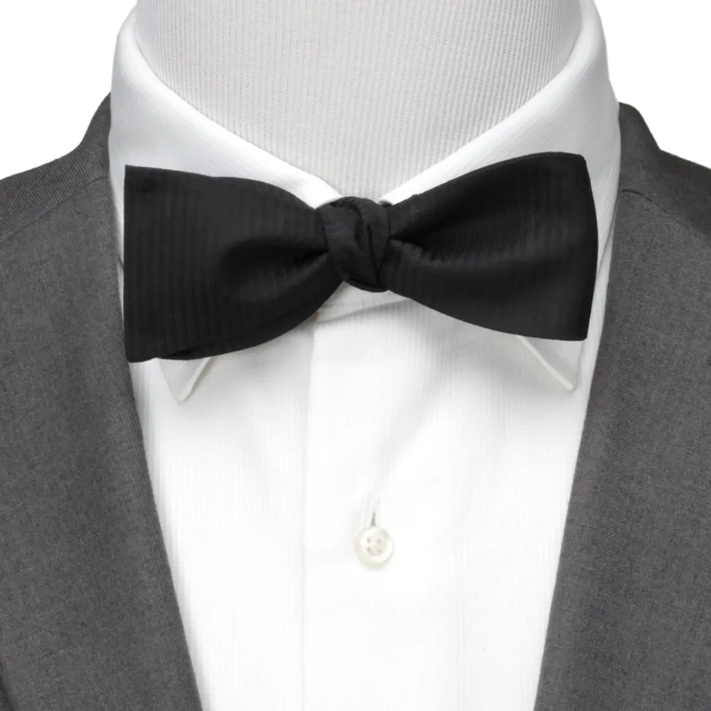 Ox and Bull Trading Co. Black Formal Pinstripe Silk Bow Tie