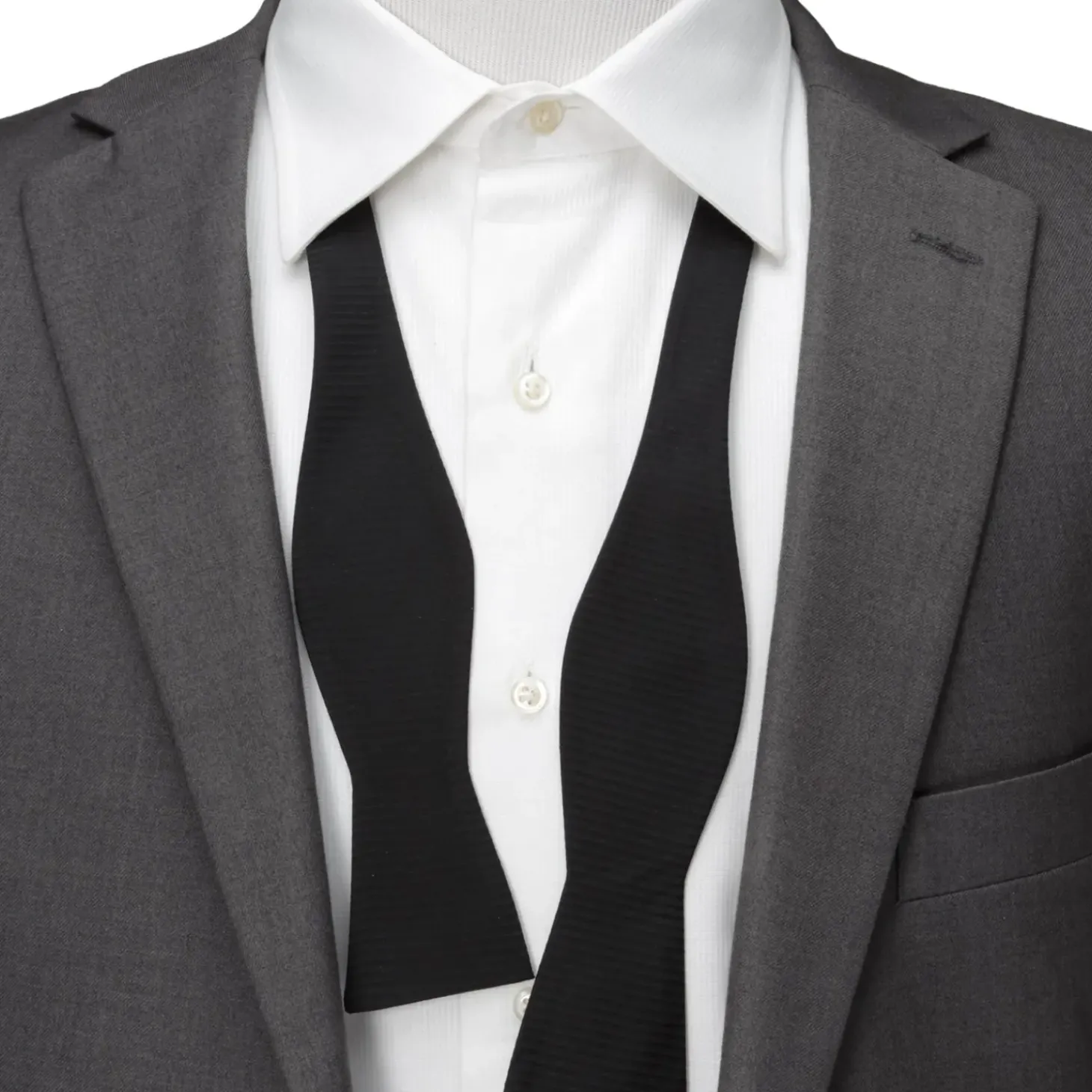 Ox and Bull Trading Co. Black Formal Pinstripe Silk Bow Tie