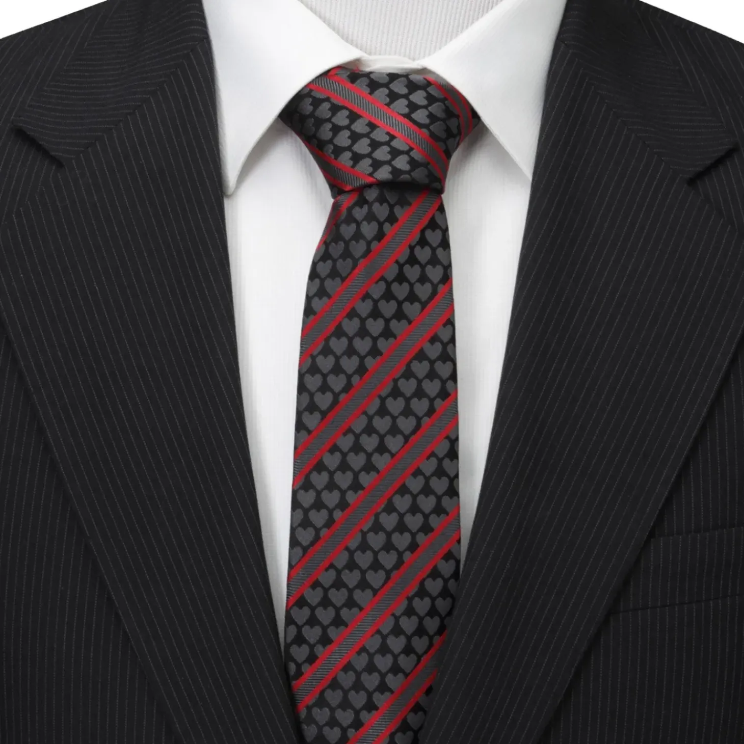 Cufflinks, Inc. Black Heart Striped Men's Tie