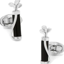 Jan Leslie Black Onyx Golf Bag and Clubs Cufflinks
