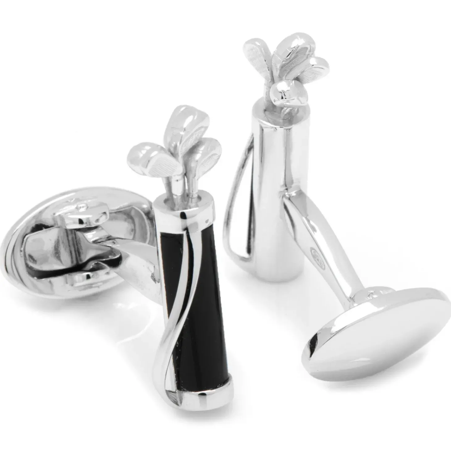 Jan Leslie Black Onyx Golf Bag and Clubs Cufflinks