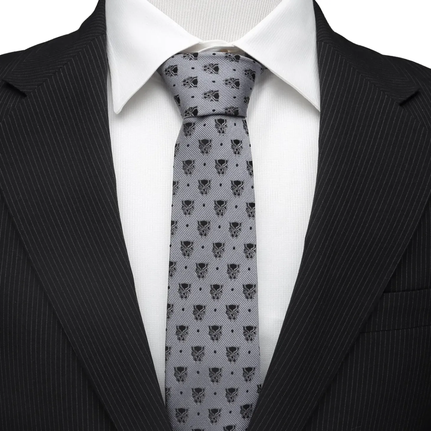 Marvel Black Panther Gray Dot Tie