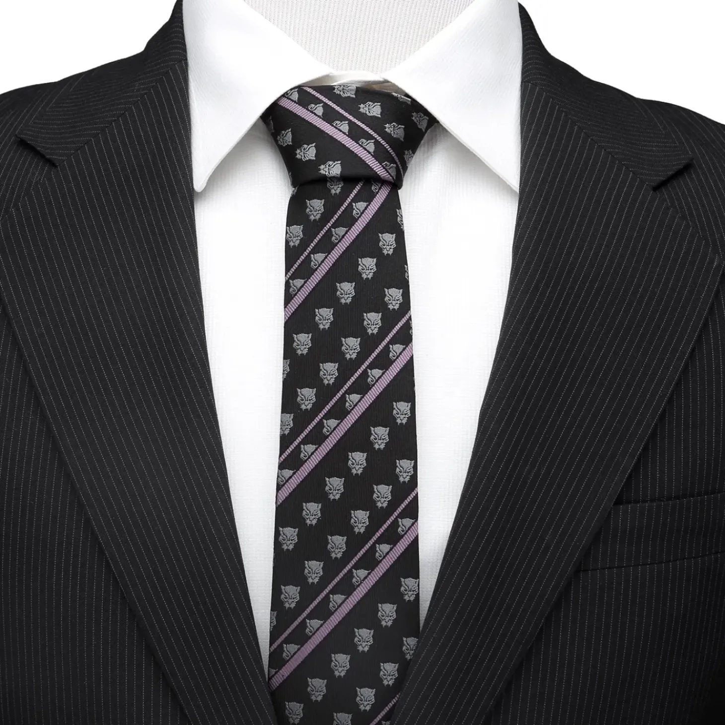 Marvel Black Panther Stripe Black Tie