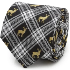 Cufflinks, Inc. Black Plaid Stag Men's Tie