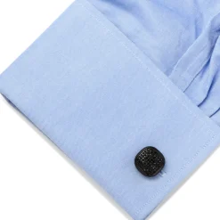 Ox and Bull Trading Co. Black Stainless Steel Black Pave Crystal Cufflinks