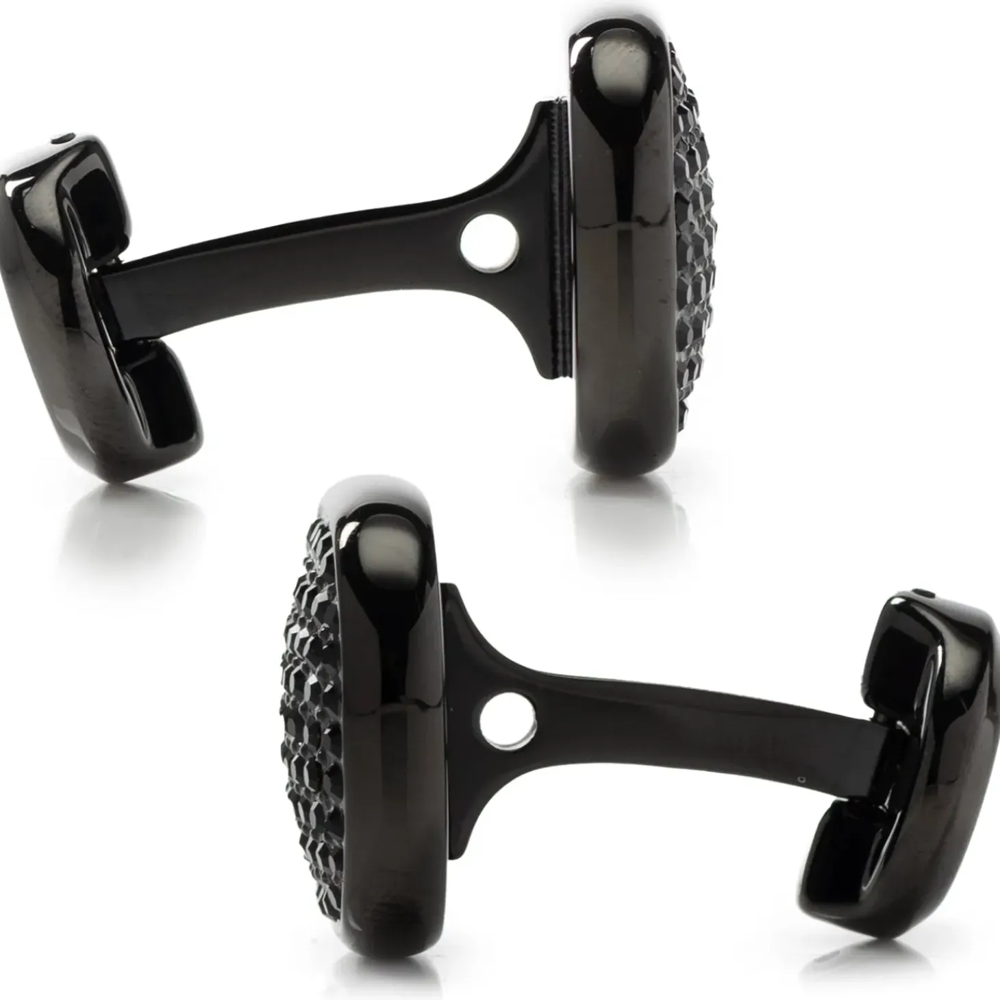 Ox and Bull Trading Co. Black Stainless Steel Black Pave Crystal Cufflinks