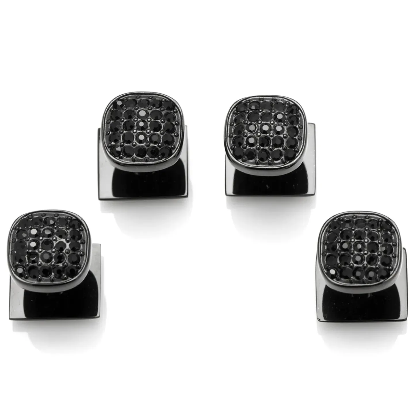 Ox and Bull Trading Co. Black Stainless Steel Black Pave Crystal Studs