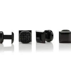 Ox and Bull Trading Co. Black Stainless Steel Black Pave Crystal Studs