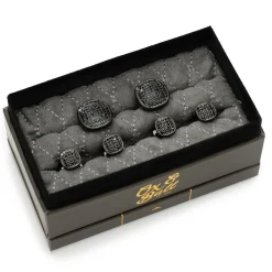 Ox and Bull Trading Co. Black Stainless Steel Black Crystal Cufflink and Stud Set