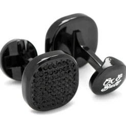 Ox and Bull Trading Co. Black Stainless Steel Black Crystal Cufflink and Stud Set