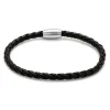 Jan Leslie Black Woven Leather Bracelet with Magnetic Closure