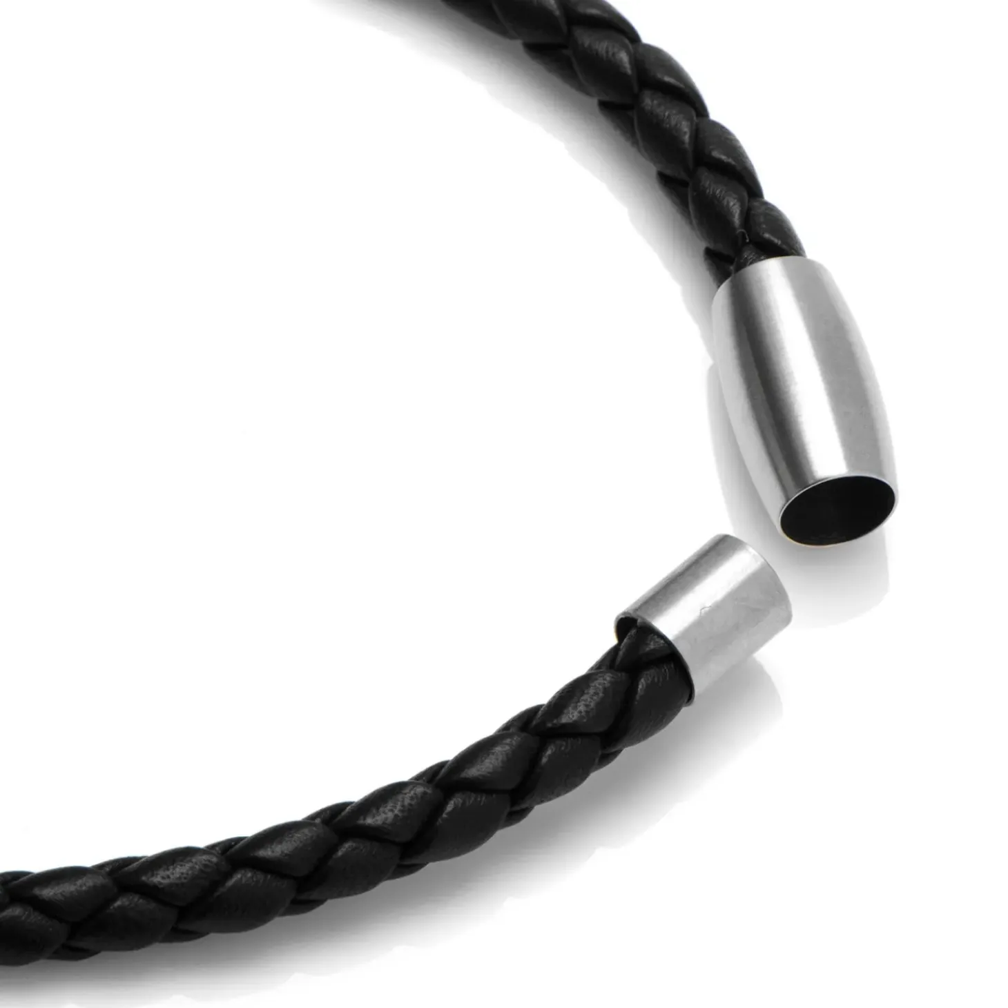Jan Leslie Black Woven Leather Bracelet with Magnetic Closure