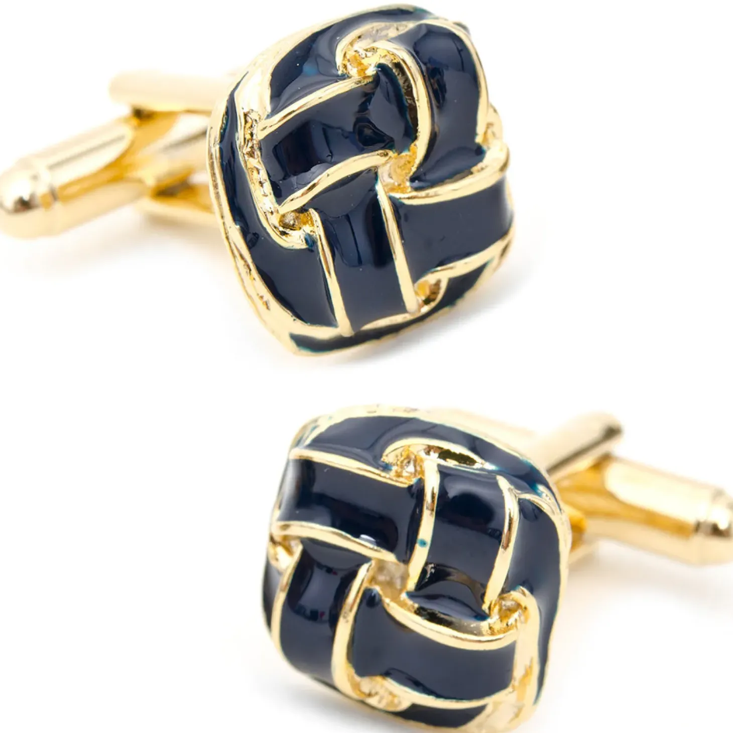 JJ Weston Blue Enamel Woven Knot Cufflinks