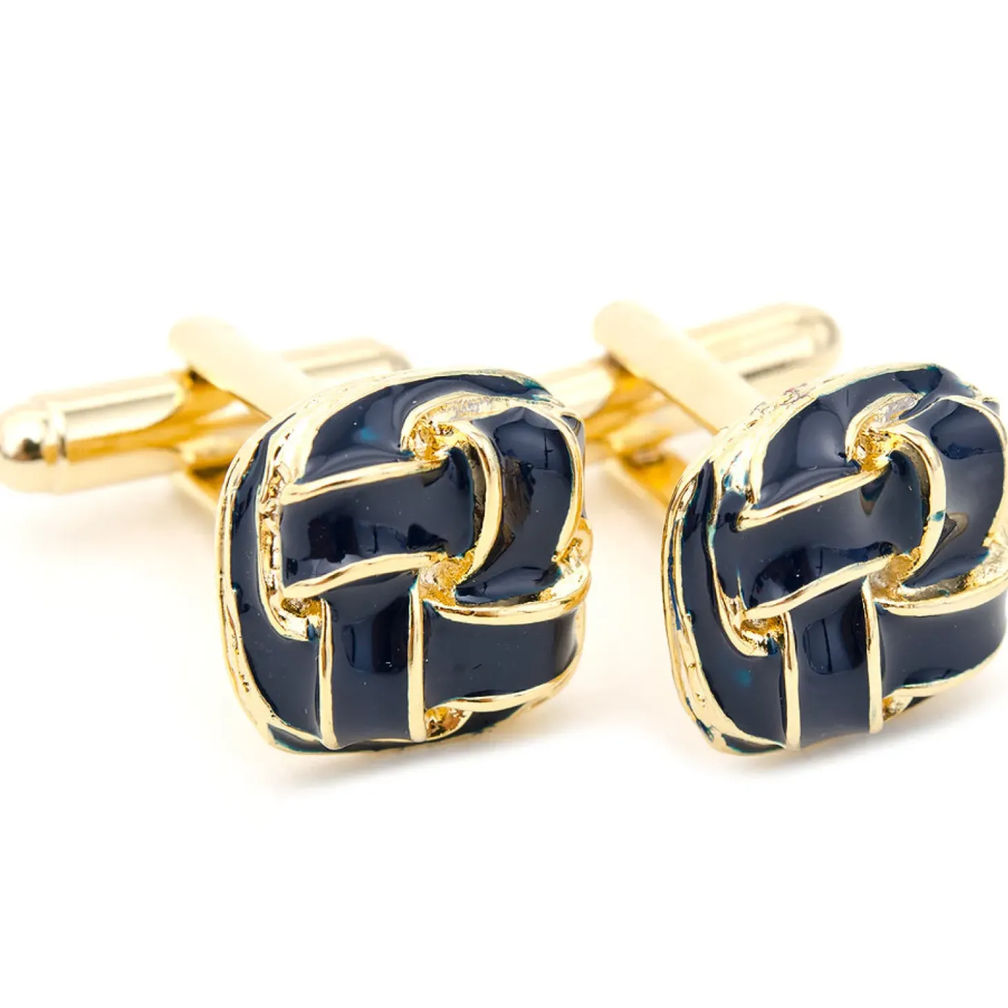 JJ Weston Blue Enamel Woven Knot Cufflinks