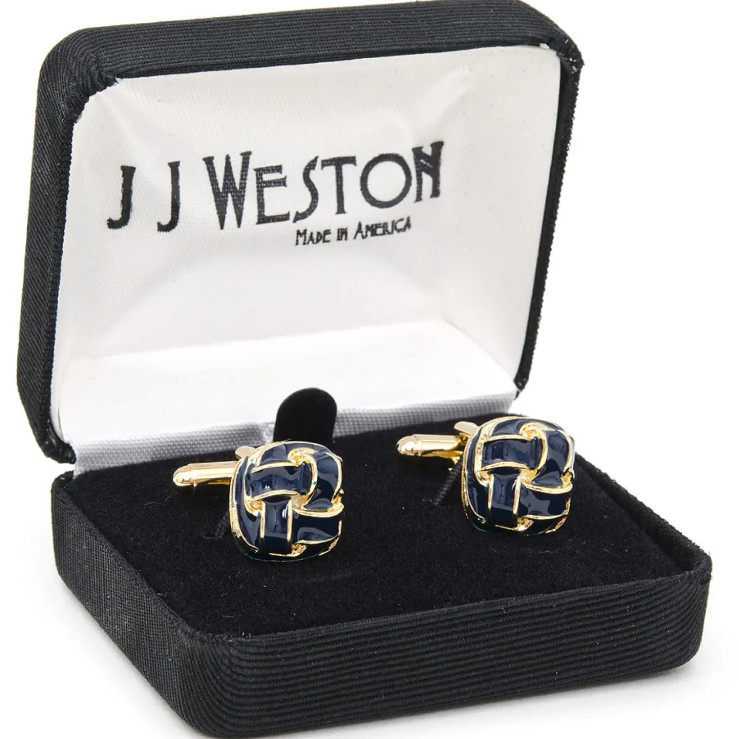 JJ Weston Blue Enamel Woven Knot Cufflinks