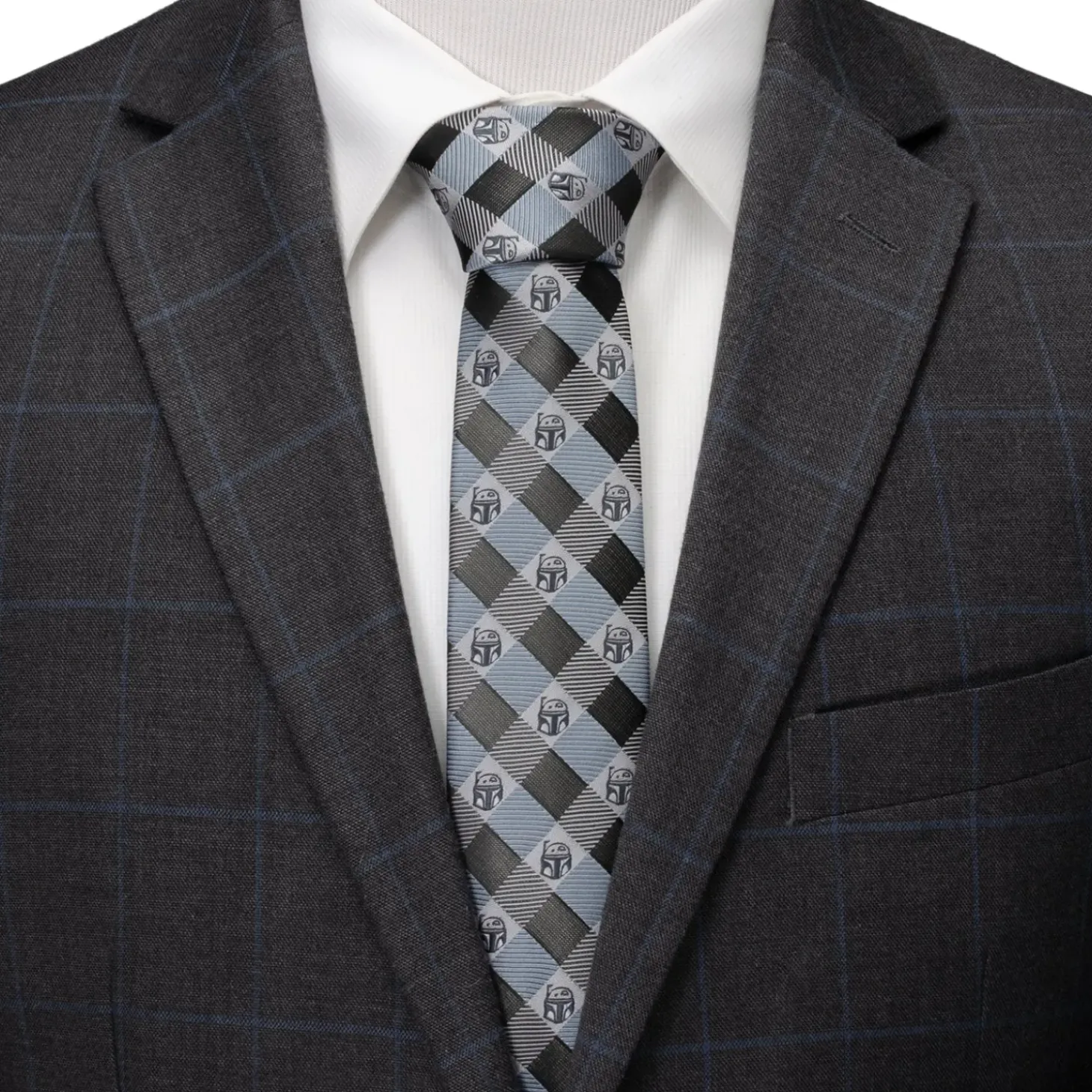 Star Wars Boba Fett Blue Plaid Mens Tie