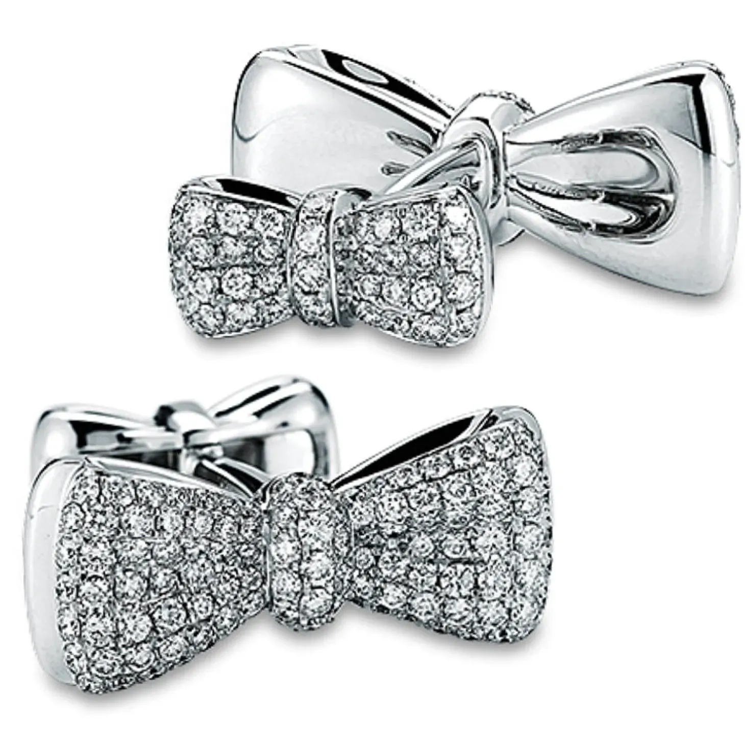 Jacob & Co. Bow Tie Cufflinks with Pave Set White Diamonds