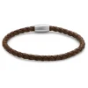 Jan Leslie Brown Woven Leather Bracelet with Magnetic Closure