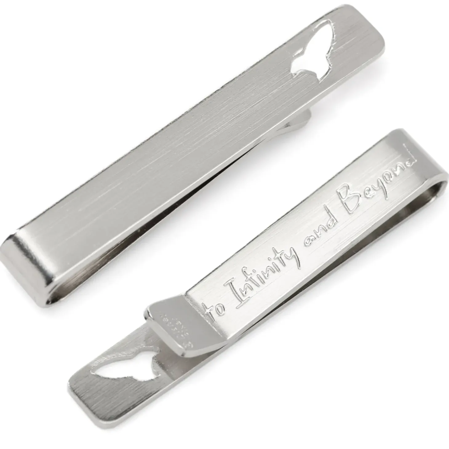 Disney Buzz Lightyear Cutout Hidden Message Silver Tie Bar