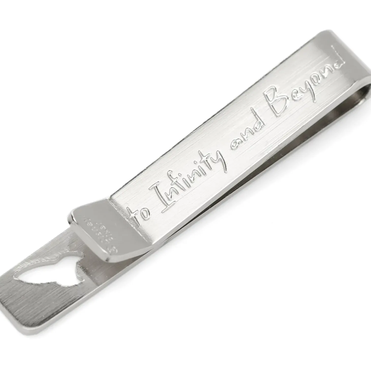 Disney Buzz Lightyear Cutout Hidden Message Silver Tie Bar