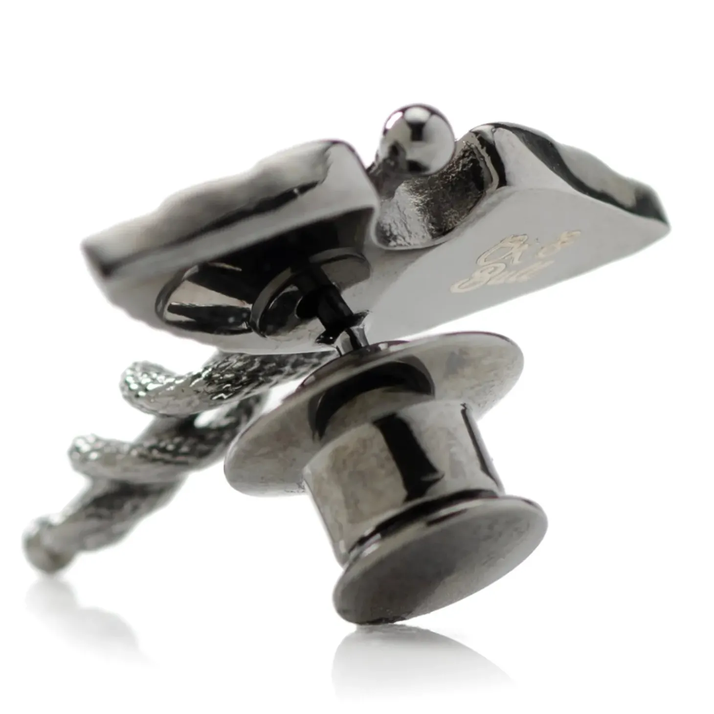 Ox and Bull Trading Co. Caduceus Pave Gunmetal Lapel Pin